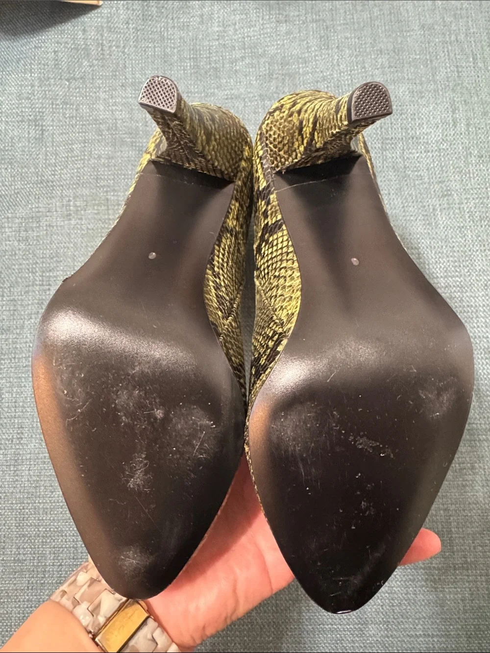 LPA Booties Snake-Print Women's Size 6 Green High-Heel Ankle Boots *like New*